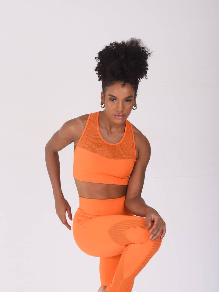 Orange Luxe Mesh Bra for wholesale by Cloud9ine Activewear