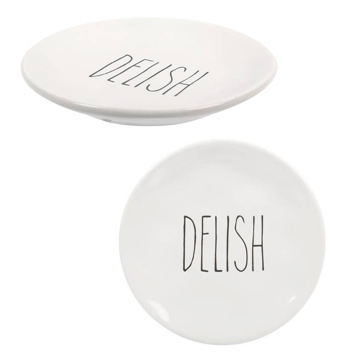 Farmhouse Modern CeramicSide Plate, "Delish", bubble for wholesale by Truu Design