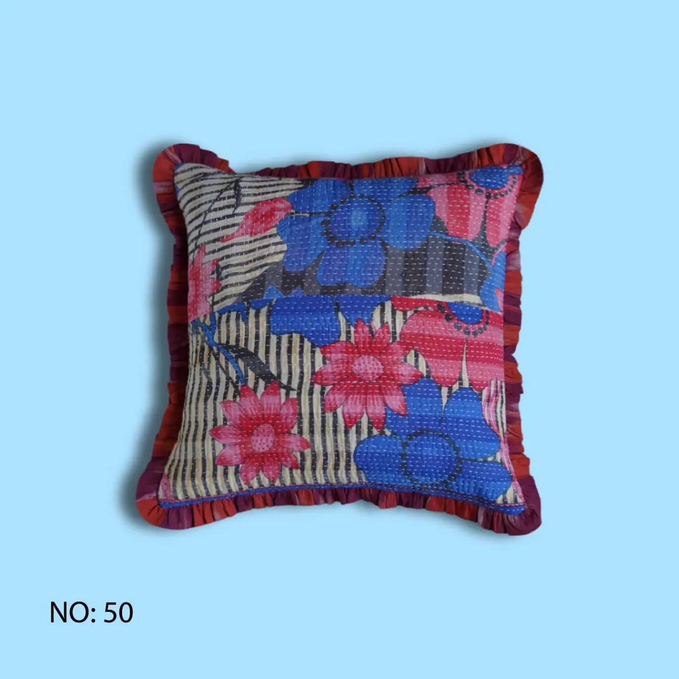 Annahmol - Wholesale Throw Pillow Cover - One of a Kind Vintage Kantha & Ikat Pillow 223