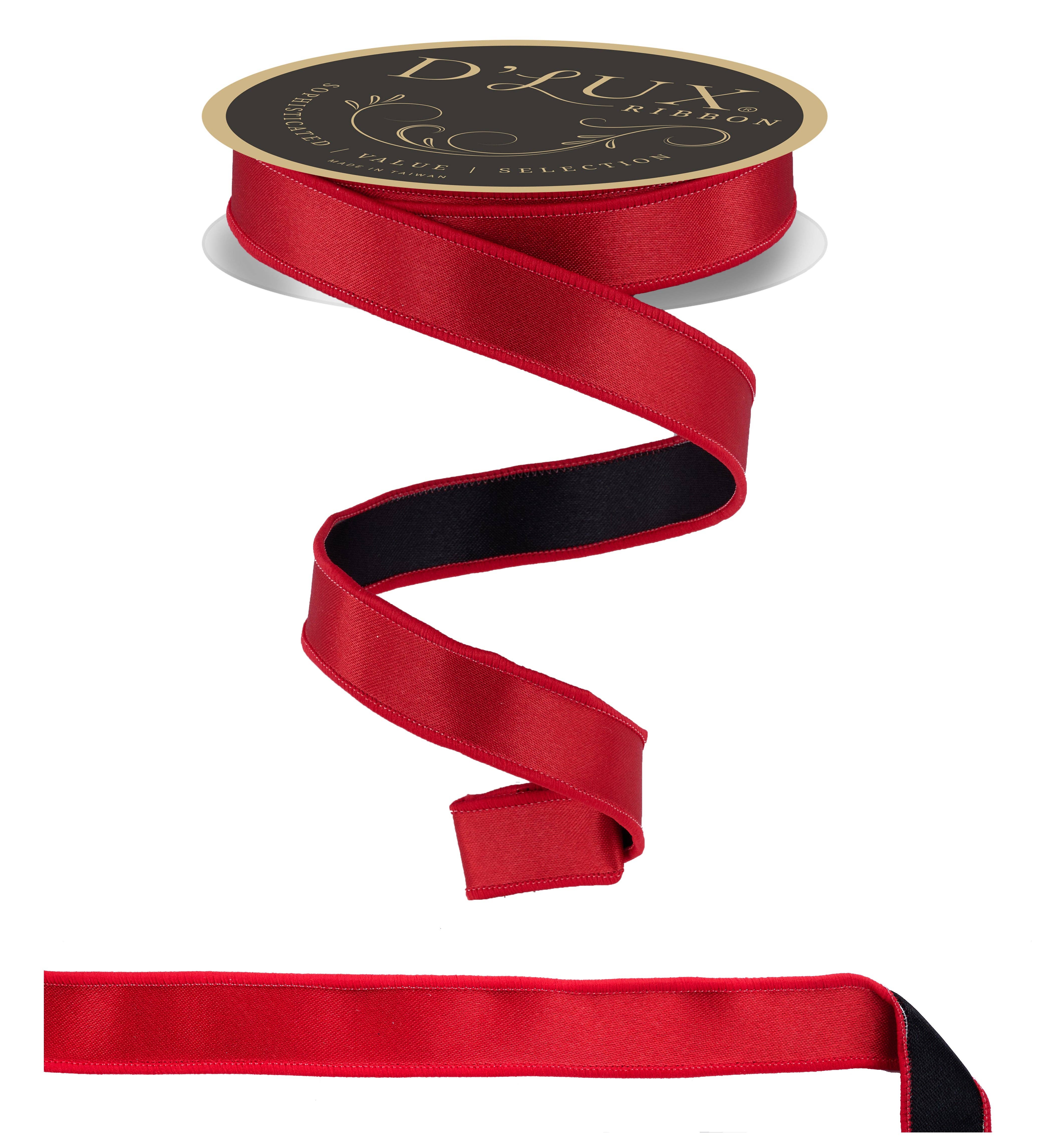 DecoExchange - Wholesale Ribbon - Gift Wrapping - 7/8"X10Yd Satin Fused Red/Black LX4000MA0