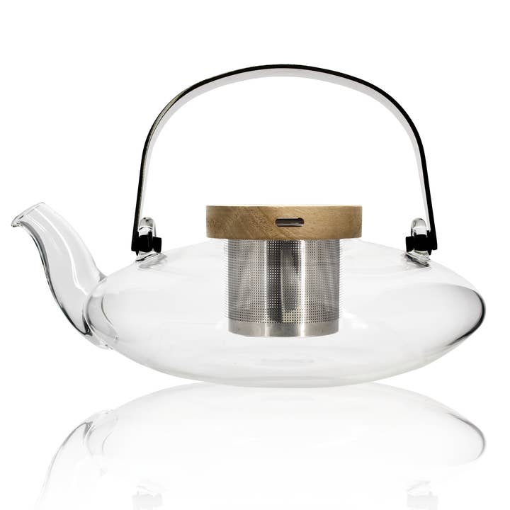 Ogo living - Venta al por mayor Teteras - Tetera Sophia de vidrio borosilicato con tapa de acacia, 500 ml