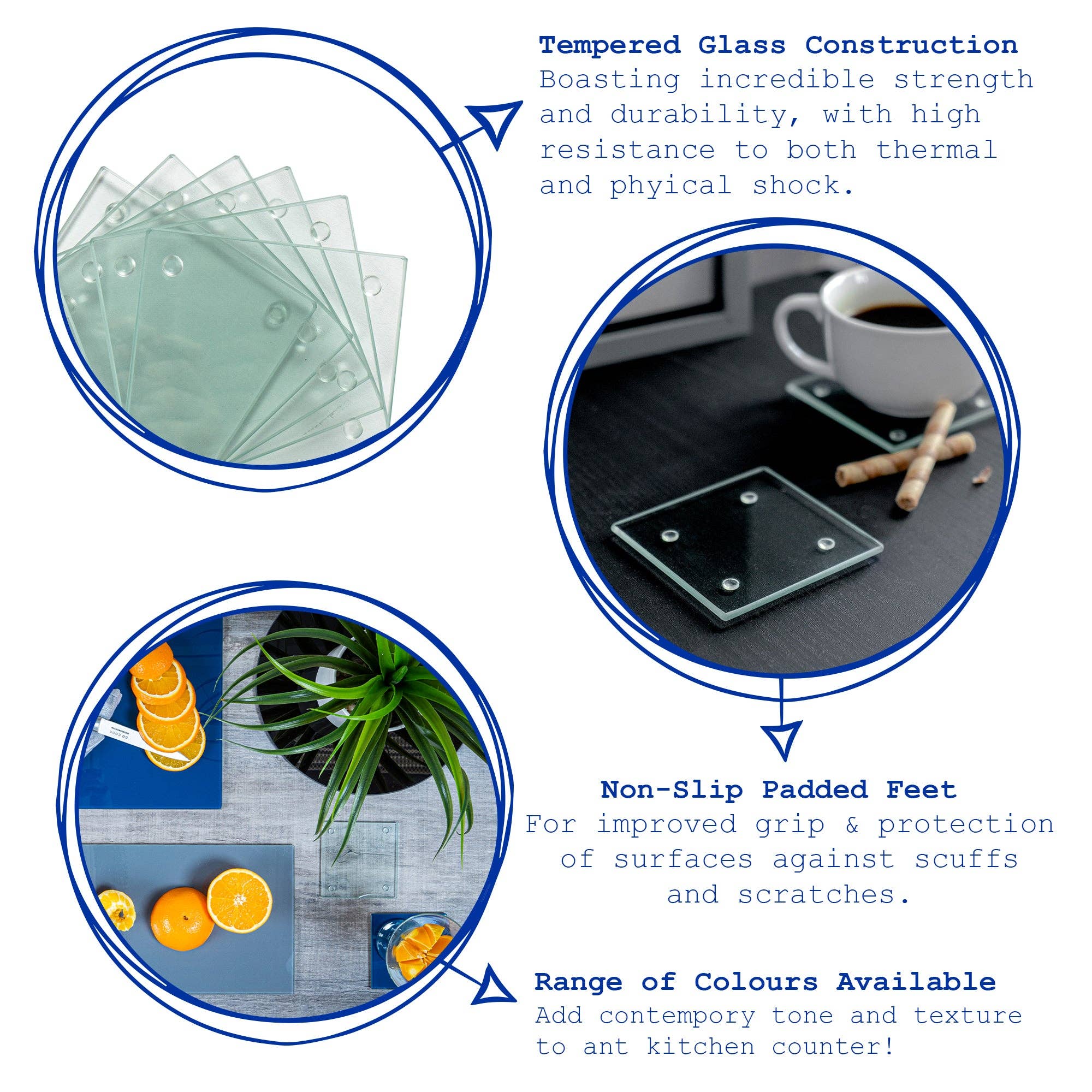 Rinkit Ltd – wholesale Coasters – Harbour Housewares Square Glass Coaster - Clear3