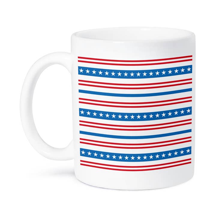 3dRose, Light Blue, Red, White Stars and Horizontal Stripes Pattern, Mug for wholesale by 3dRose