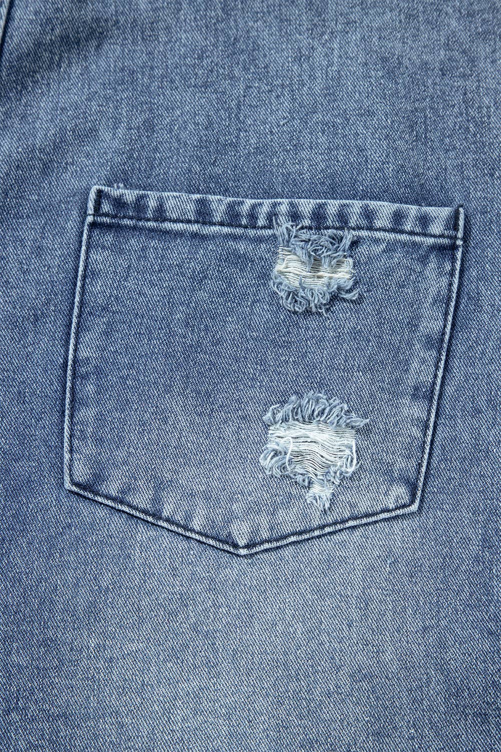 Babs + Birdie - Wholesale Overalls - Women's - Indigo | Distressed Bib Pocket Wide Leg Denim Overall6