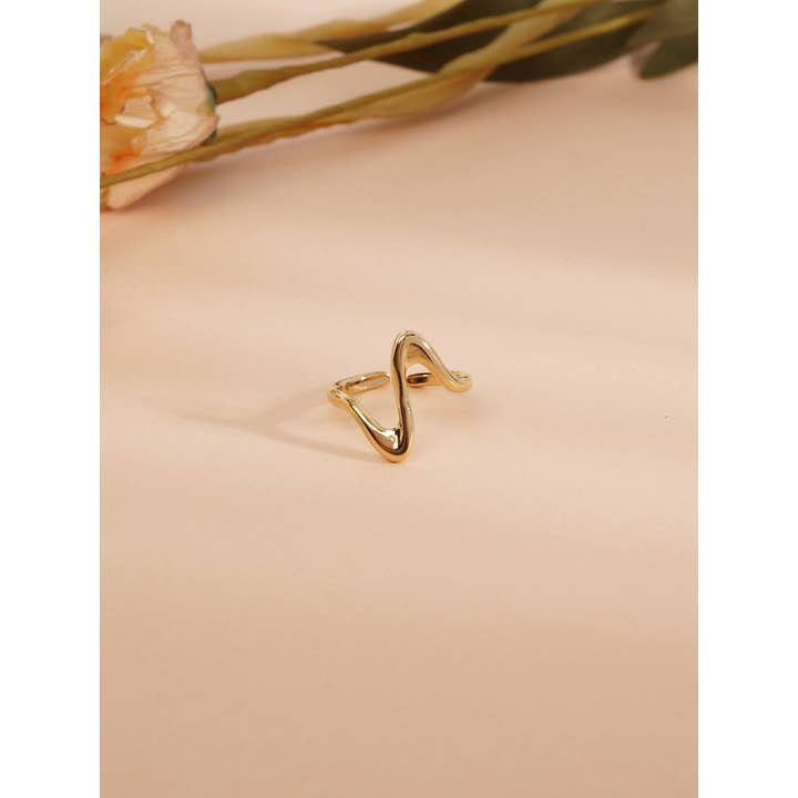 gold Zigzag Adjustable Steel Ring for wholesale on Faire1