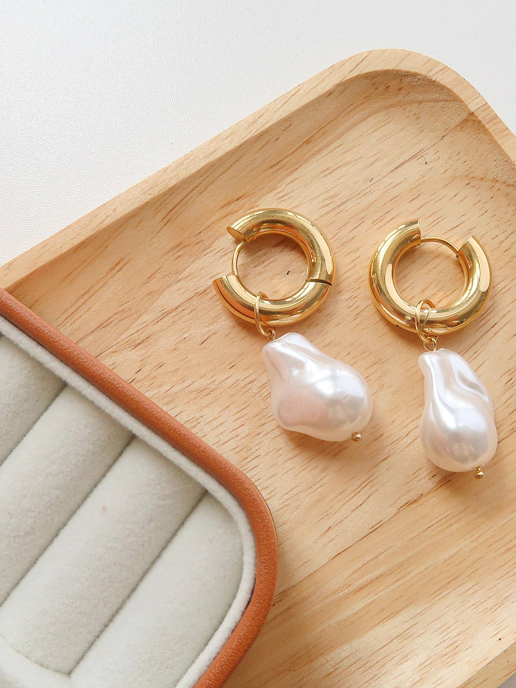 Oceana Gold Statement Large Pearl Earring for wholesale on Faire2
