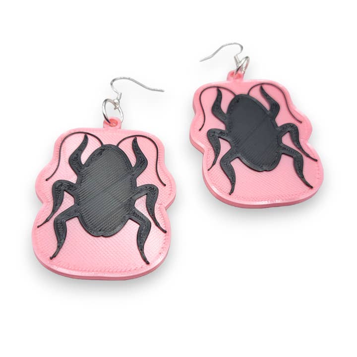Printy Vibes - Venta al por mayor Pendientes colgantes - Pendientes de cucaracha rosa impresos en 3D