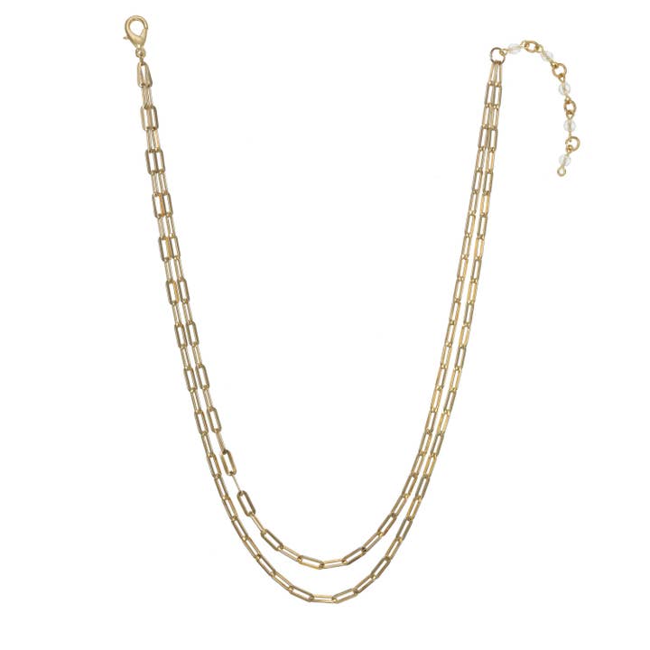 Gold Link Paperclip Necklace for wholesale by Rachel Reinhardt