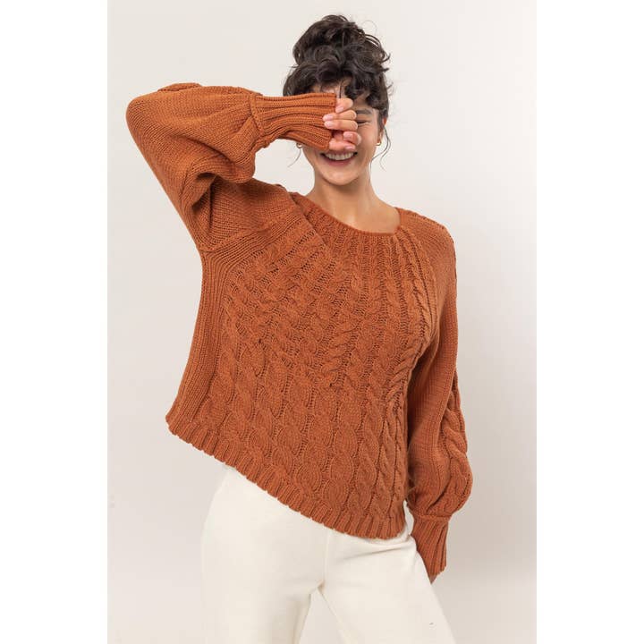 HYFVE - Wholesale Knit Sweater - Women's - DZ24F201-Cable Knit Pattern Sweater