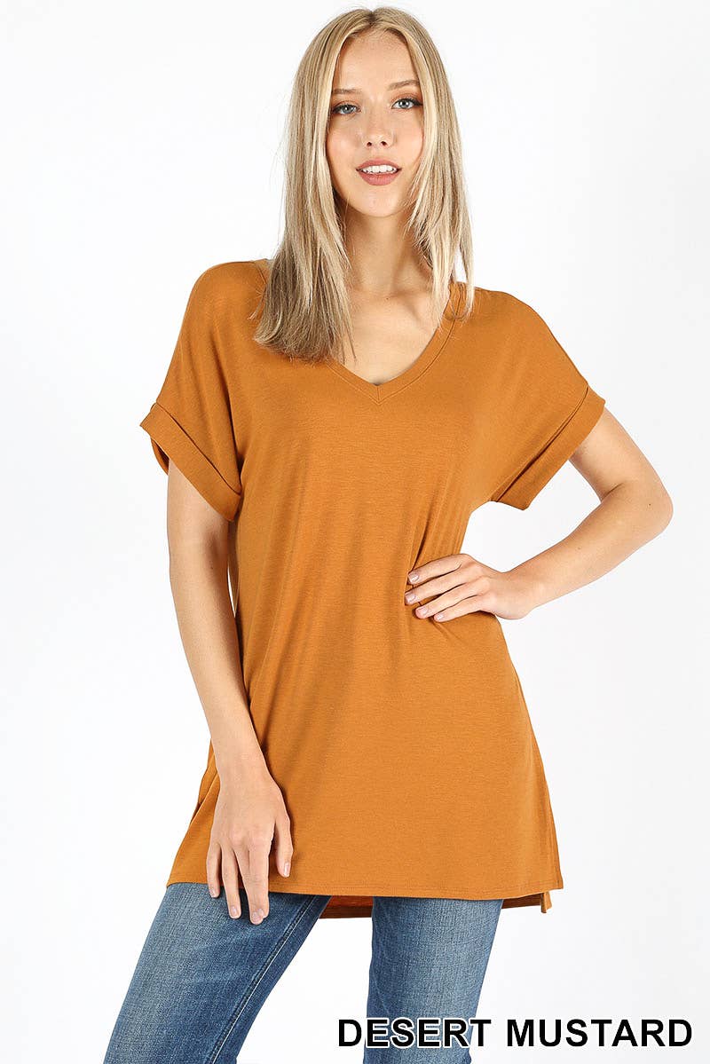 42POPS - Wholesale Tunic - Women's - `.Short Sleeve Side Slit Hi Low Hem8