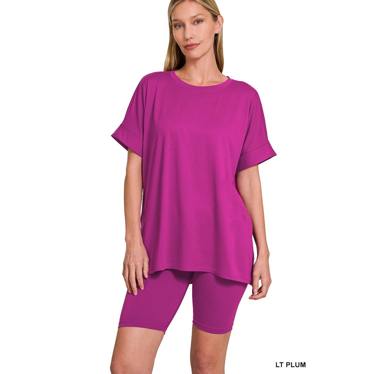 Apolline – wholesale Lounge set – Women's – BRUSHED DTY MICROFIBER ROUND NECK TOP AND BIKER SHORTS6