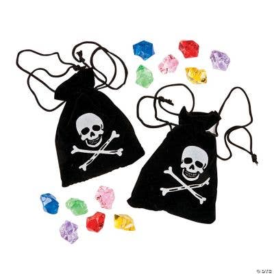 Fun Express – wholesale Party gift – PIRATE DRAWSTRING BAGS W/ PLASTIC JEWELS