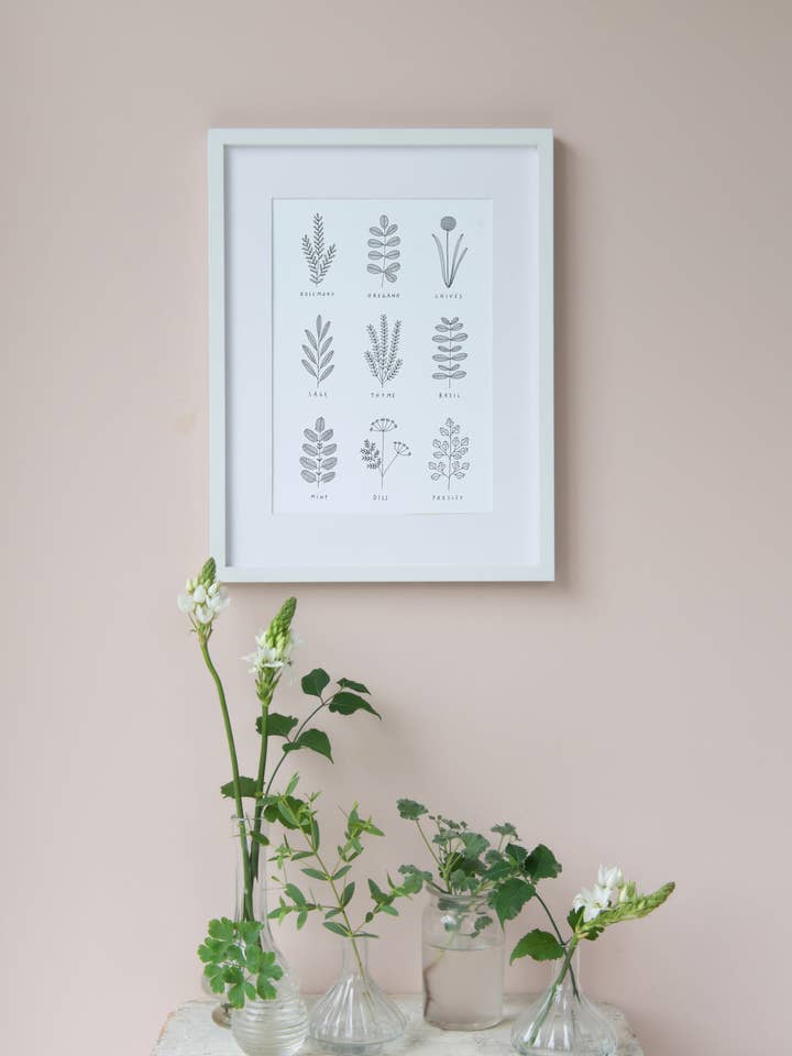 Hand Drawn A Collection of Herbs Print for wholesale by Ryn Frank
