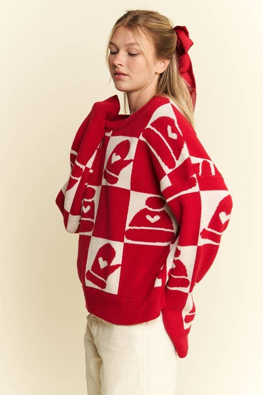 JADE BY JANE - Vendita all'ingrosso Maglione tricot - Donna - Maglione natalizio a quadri plus size a maniche lunghe17