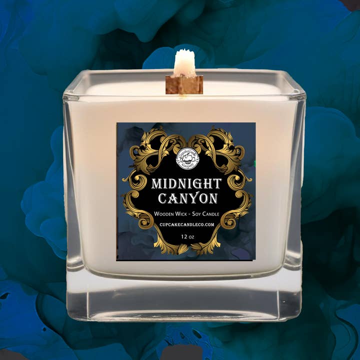 Men's Collection Midnight Canyon Wood Wick Candle for wholesale by Cupcake Candle Company