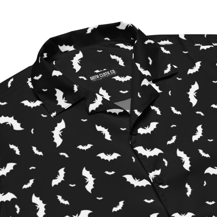 Goth Cloth Co. - Wholesale Button Down Shirt - Unisex - Batty Blackout Button-Up Shirt8
