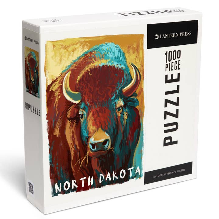 PUZZLE DE 1000 PIÈCES Dakota du Nord, Vivid Bison 2 pour la vente par Lantern Press