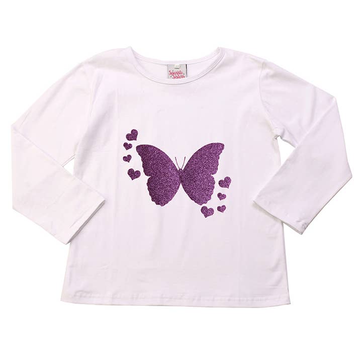 Sparkle Sisters by Couture Clips - Wholesale T-shirt – Kids - Lavender Butterfly Long Sleeve Tee