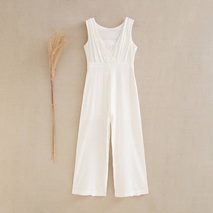 Dadati - Wholesale Jumpsuit - Baby - Girl's jumpsuit in off-white linen1