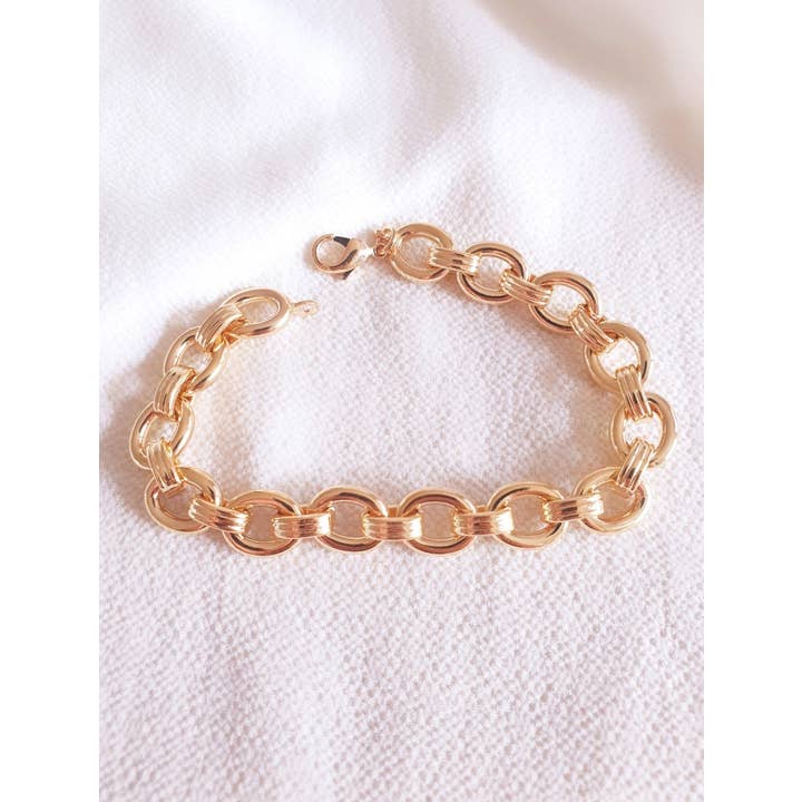 SIUKA - Wholesale Link & Chain Bracelet - Gold-plated bracelet with oval links3