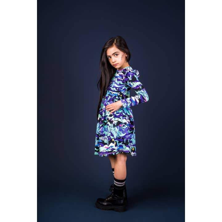 NORTHERN LIGHTS - LS GATHERED DRESS - AW24 for wholesale by Mullido