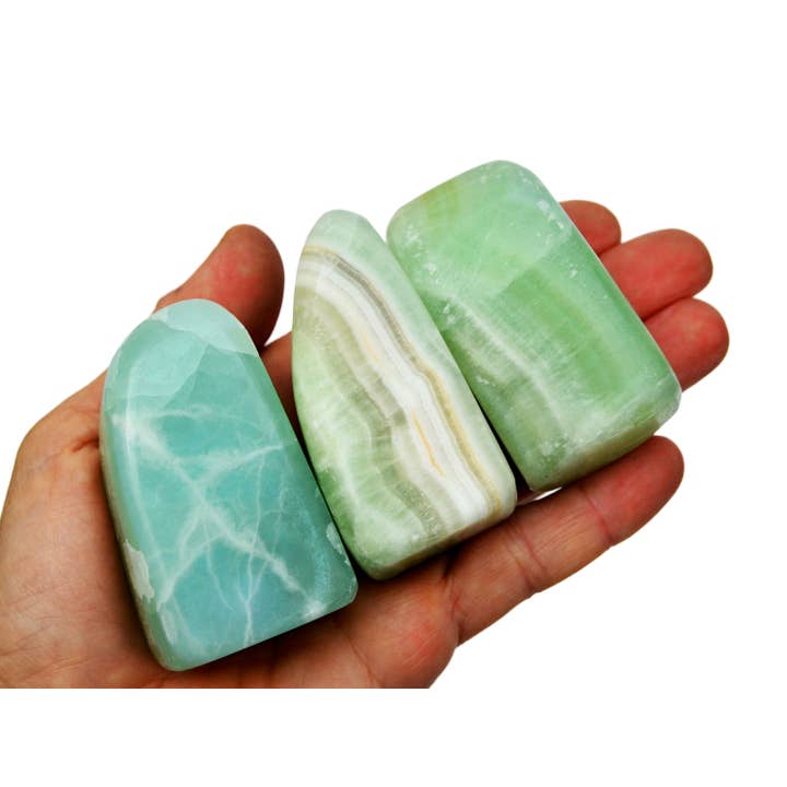 1 Kg Lot of Pistachio Calcite Free Forms (4-6 Pcs) for wholesale by Kaia & Crystals