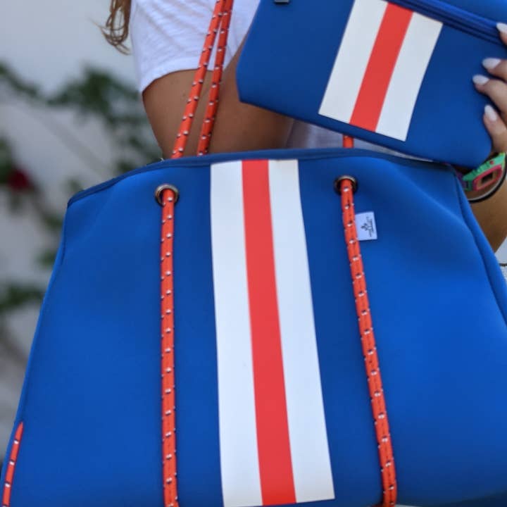 Sugar Lily's - Wholesale Tote Bag - Women's - Sugar Lily's- Neoprene Spirit Collection-Big Royal/Orange1