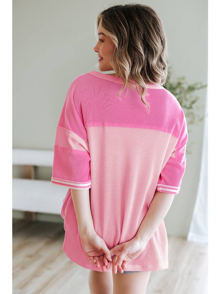 Stripe Color Block Patchwork Loose Half Sleeve T Shirt for wholesale on Faire