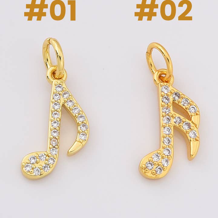 Gold Filled Music Note Charms, CZ Pendant Set, CP2235 for wholesale by Beads Creation