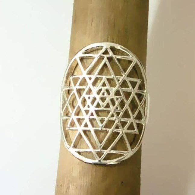 KARMA YOGA SHOP - Wholesale Band/Stacked Ring - 925 Silver Sri Yantra Ring0