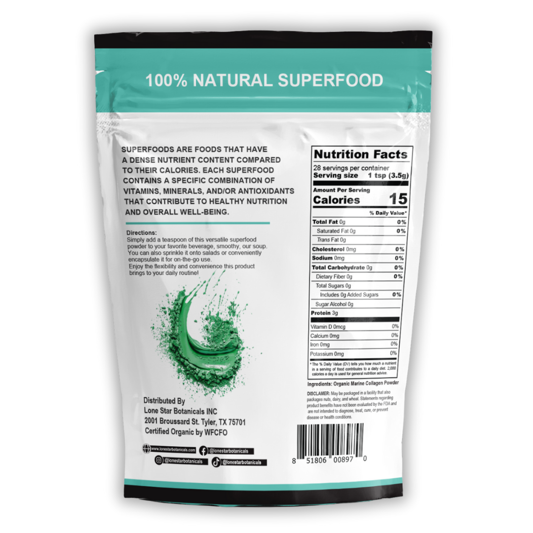 Lone Star Botanicals – wholesale Protein-/superfoodpulver – Marint kollagenpulver -- 3,52 oz7