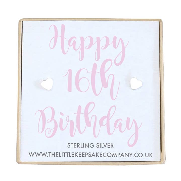 Sterling Silver Quote Earrings - Happy 16th Birthday for wholesale by The Little Keepsake Company