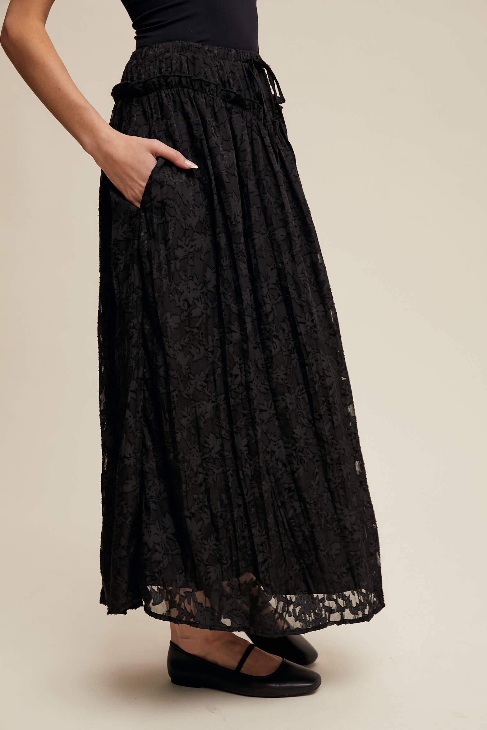 Listicle - Wholesale Skirt - Women's - Floral Textured Maxi Skirt27