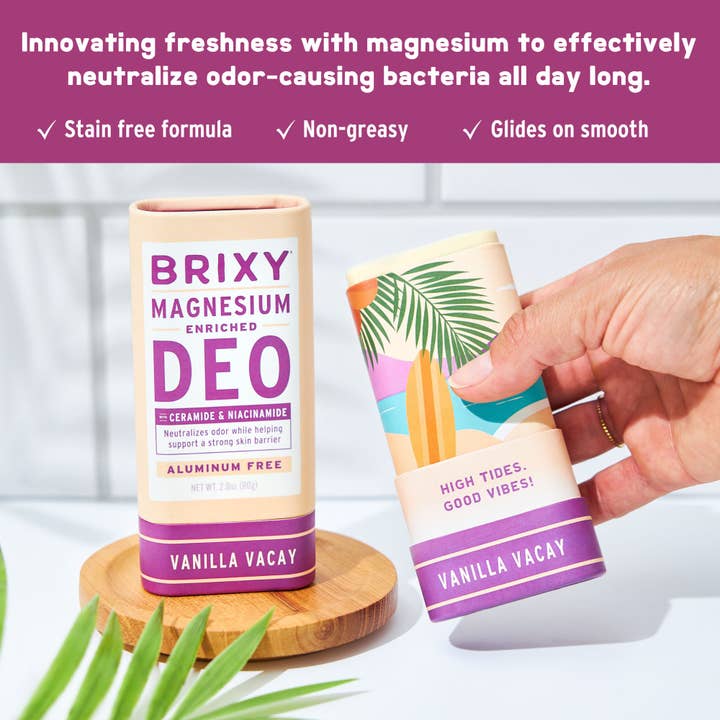 BRIXY - Wholesale Deodorant - Unisex - Magnesium Enriched Deodorant | Aluminum Free | Vanilla Vacay1
