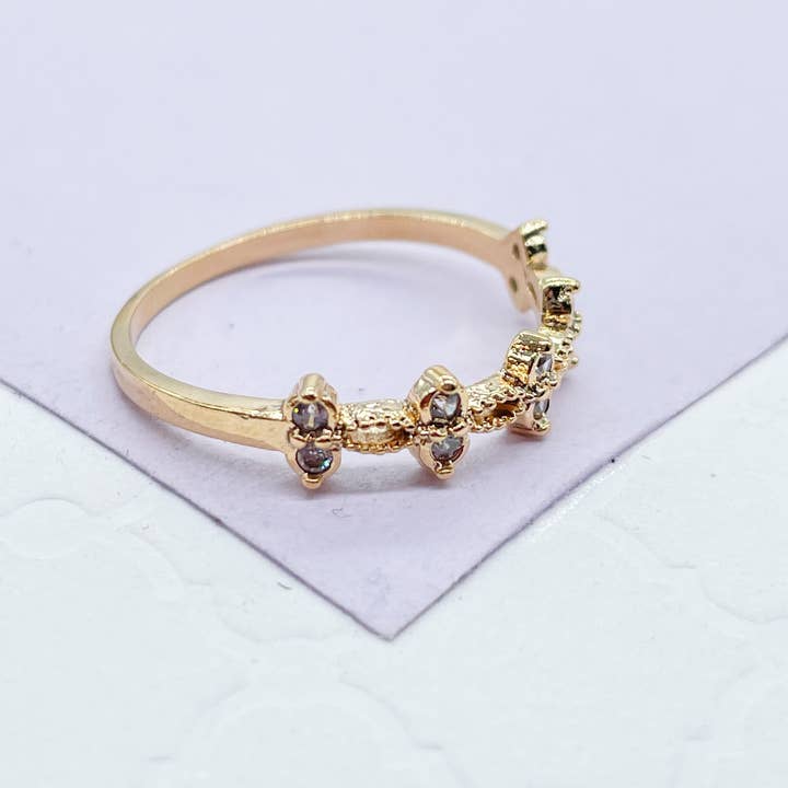 Milie - Wholesale Multi-Stone Ring - 18k GF Dainty Ring With Pattern Cz Stones3