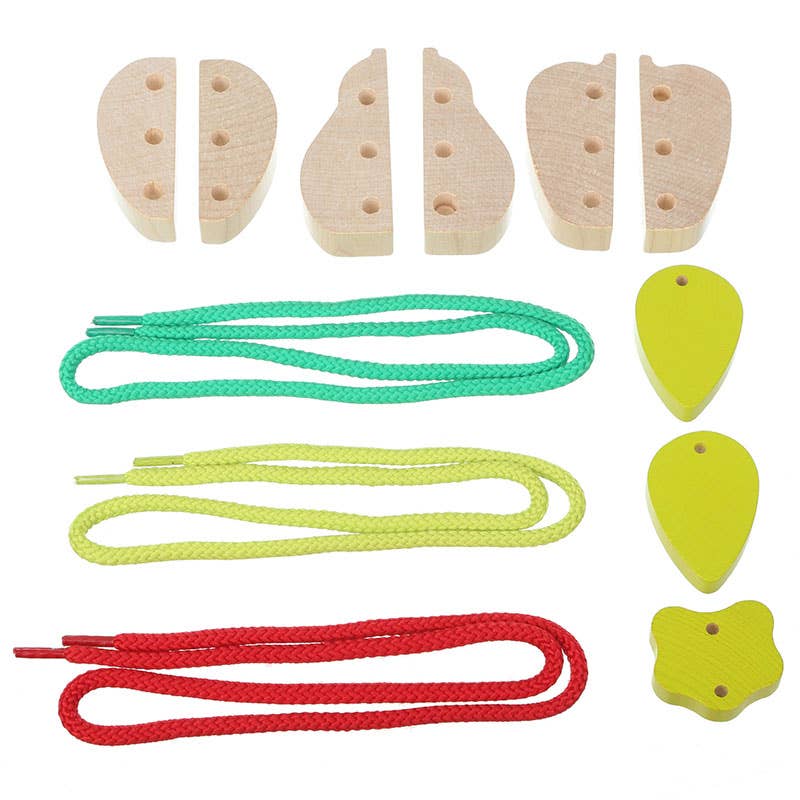 Wooden Toys – Großhandel Holzspielzeug – Kinder – Fädelspielzeug „Fruits“ | Schnürspielzeug aus Holz2