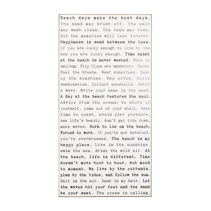 Typewriter Sign - Beach for wholesale by Cedar Mountain Studios