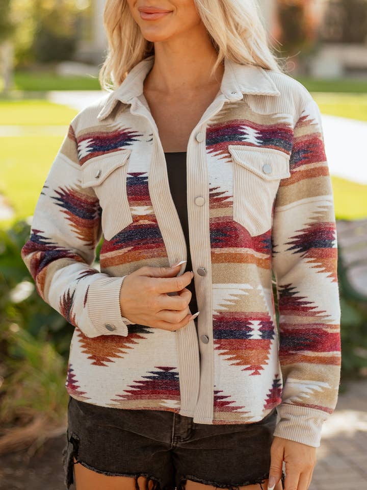 Western Aztec Corduroy Patchwork Pocketed Shacket and other Purchase Wholesale aztec shacket. Free Returns & Net 60 Terms on Faire trending on Faire.
