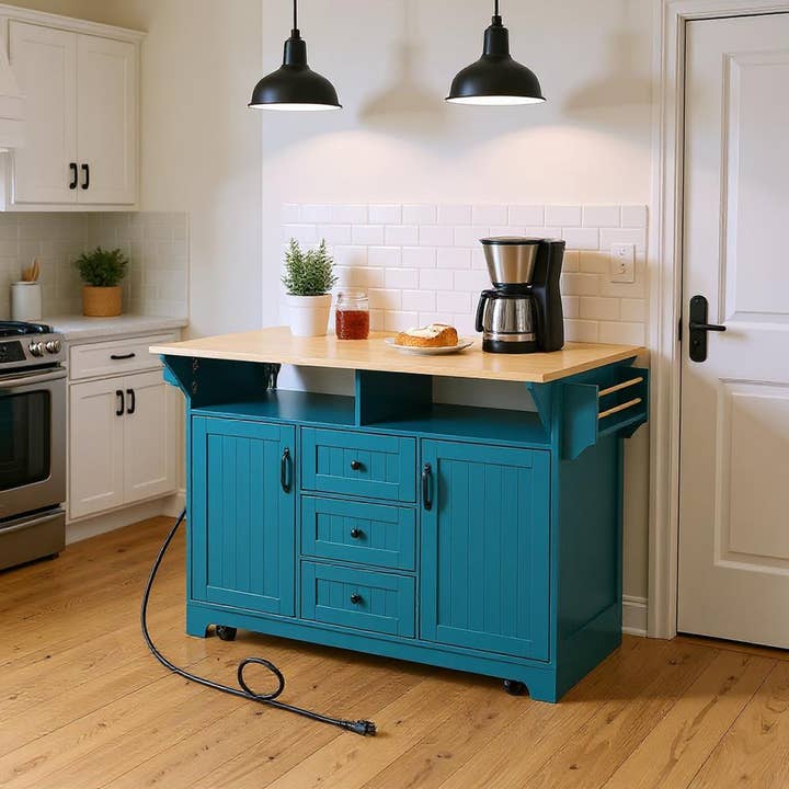 HOMYCASA DESIGN INC - Wholesale Kitchen Storage/Organizer - Large Kitchen Island Rolling Cart with Drop Leaf Storage2