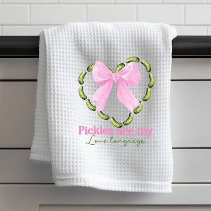 Les cornichons sont mon langage d'amour – Torchons en nid d'abeille pour la vente par JAC Wholesale