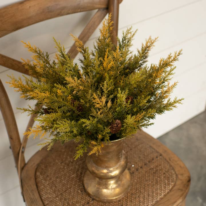 Ragon House – Engroshandel Kunstig plante – 14" OLIVEN & HVEDE PIGGET FYRREBUSK MED KOGLER