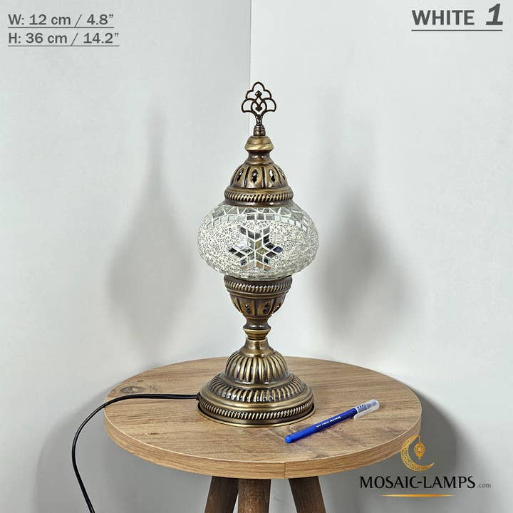 Mosaic Lamps - Wholesale Accent/desk lamp - 10+ Colors - Turkish Mosaic Medium Globe Table Lamp, Handmad43