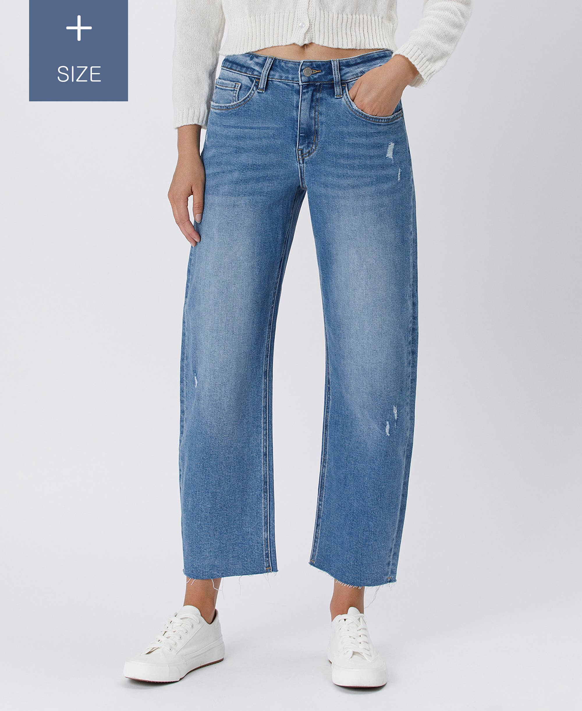 HER POSSESSION PLUS SIZE HIGH RISE MILD BARREL JEANS LV1520-P for wholesale on Faire0