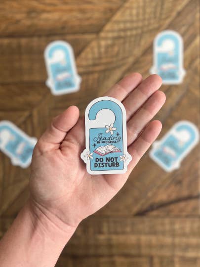 Reading Do Not Disturb Door Hanger, Vinyl Sticker for wholesale by Little Turkey Shoppe