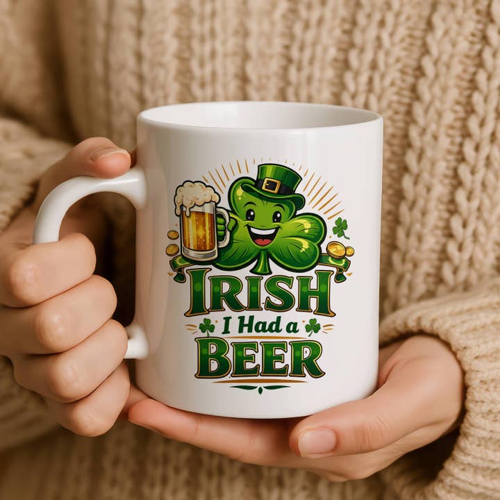 Irlandais J'avais une chope de bière, Tasse à café bière trèfle pour la vente par Tevatino