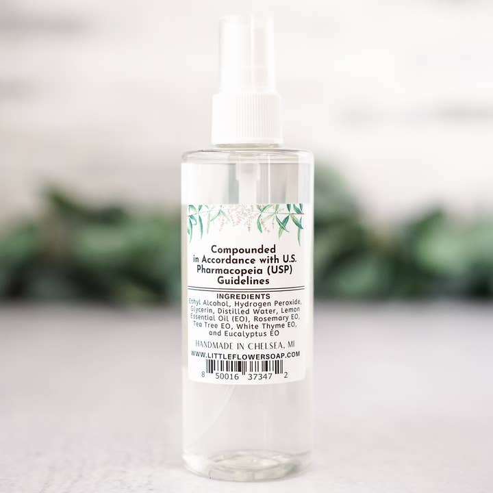 The Little Flower Soap Co - Wholesale Hand Sanitizer - Hand Sanitizer Spray 4oz Bottle - White Thyme & Rosemary1