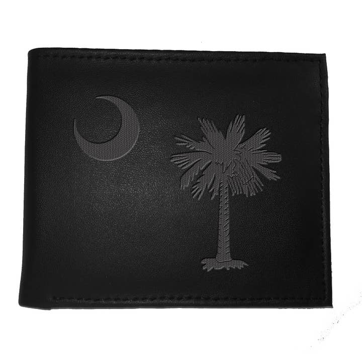 Bi-Fold Wallet, Black, South Carolina State Flag Logo for wholesale by Evergreen Enterprises