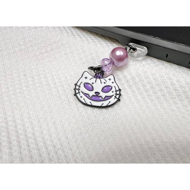 Dagger and Rose - Wholesale Individual charm/pendant - Jack-O-Lantern Cat Dust Plug For Devices & E-Readers3