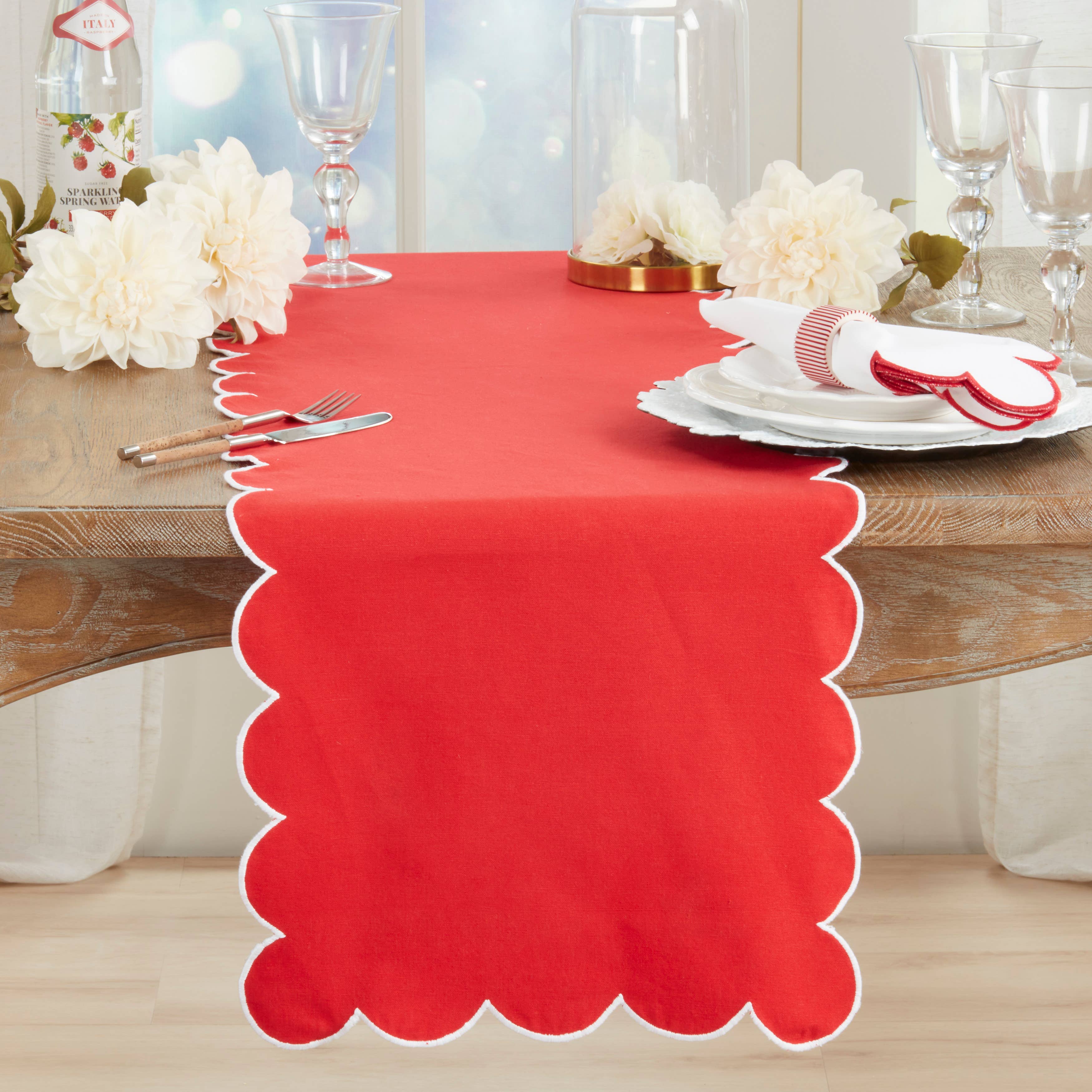 Saro Lifestyle - Wholesale Table Runner - Cotton Scalloped Table Runner20