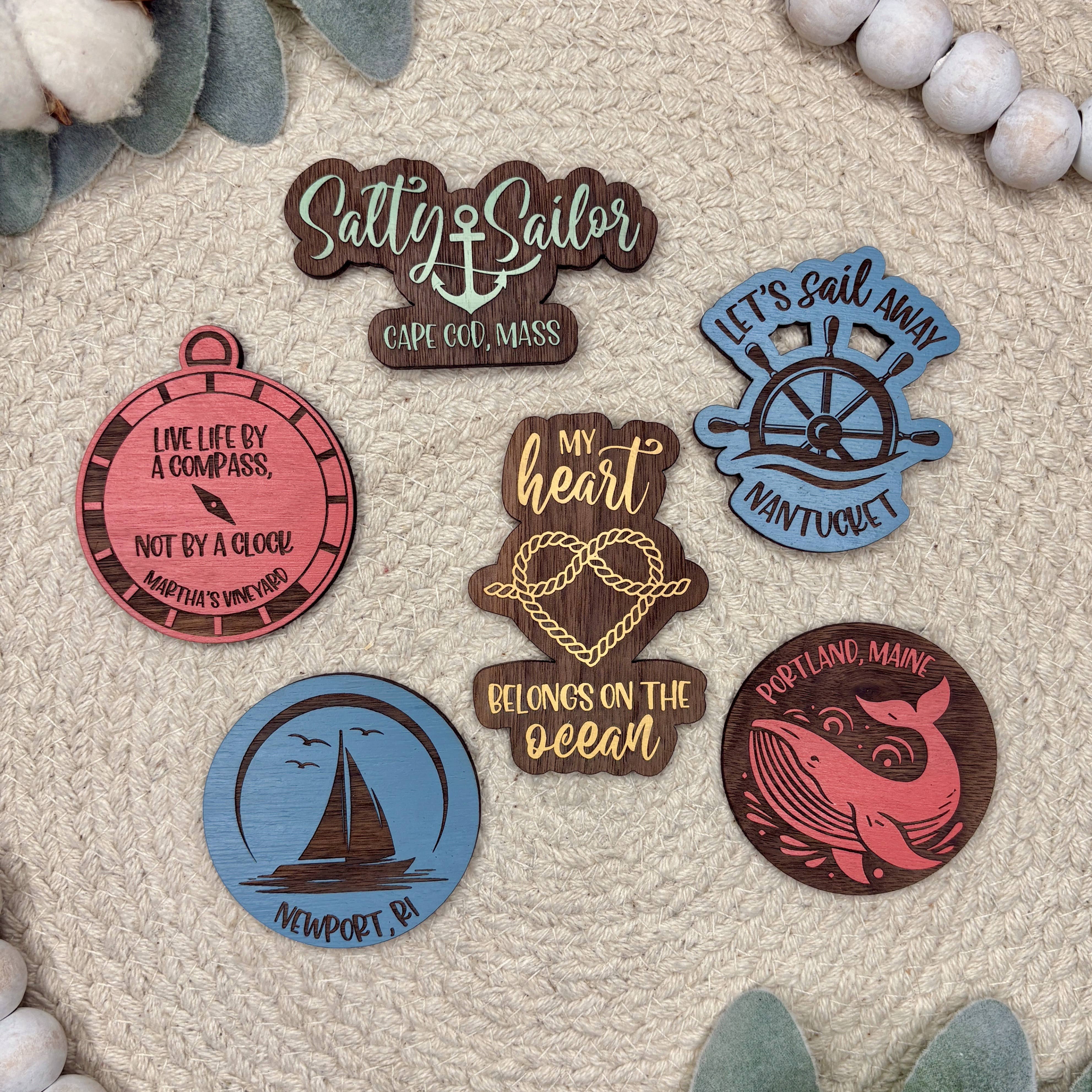 The Cottonseed Marketplace - Wholesale Magnet - Sailboat Nautical Wooden Magnet2